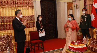 Wang Yi meet with President Bhandari