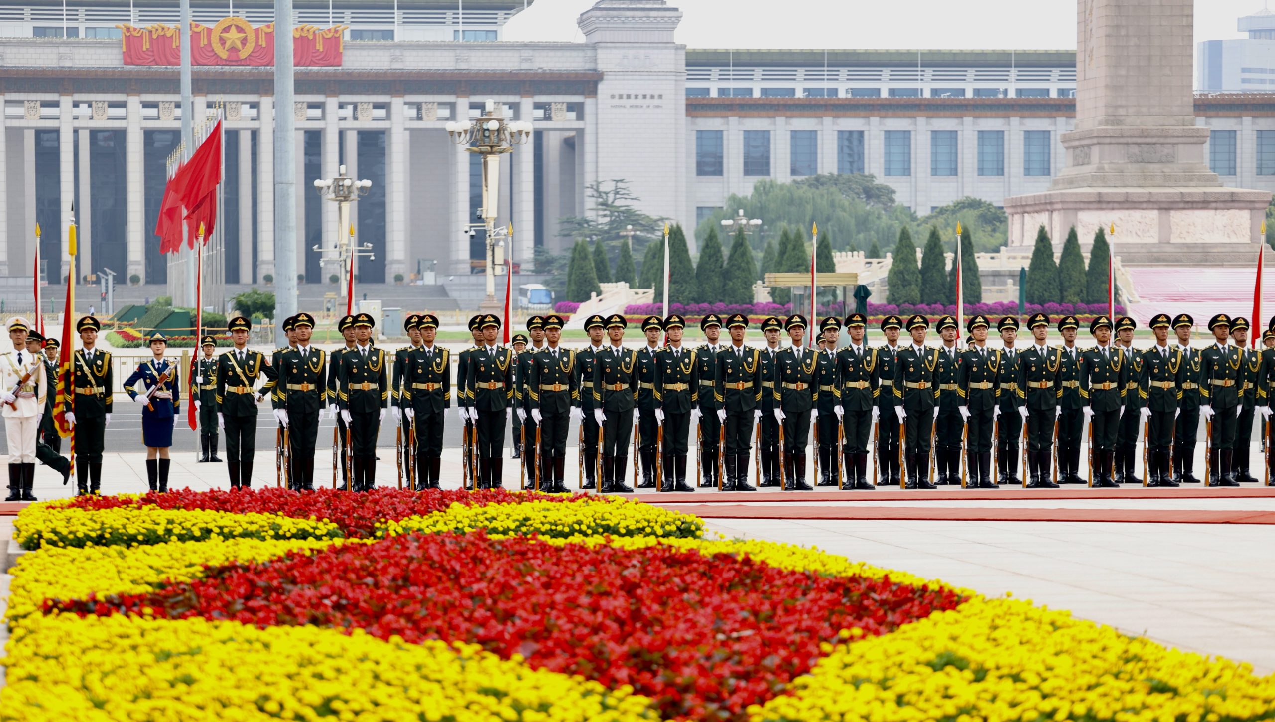 PM Pushpa Kamal Dahal Prachanda receiving Guard of Honour at the Great Hall of The People in Beijing on September 25, 2023. (Photo: PMO)