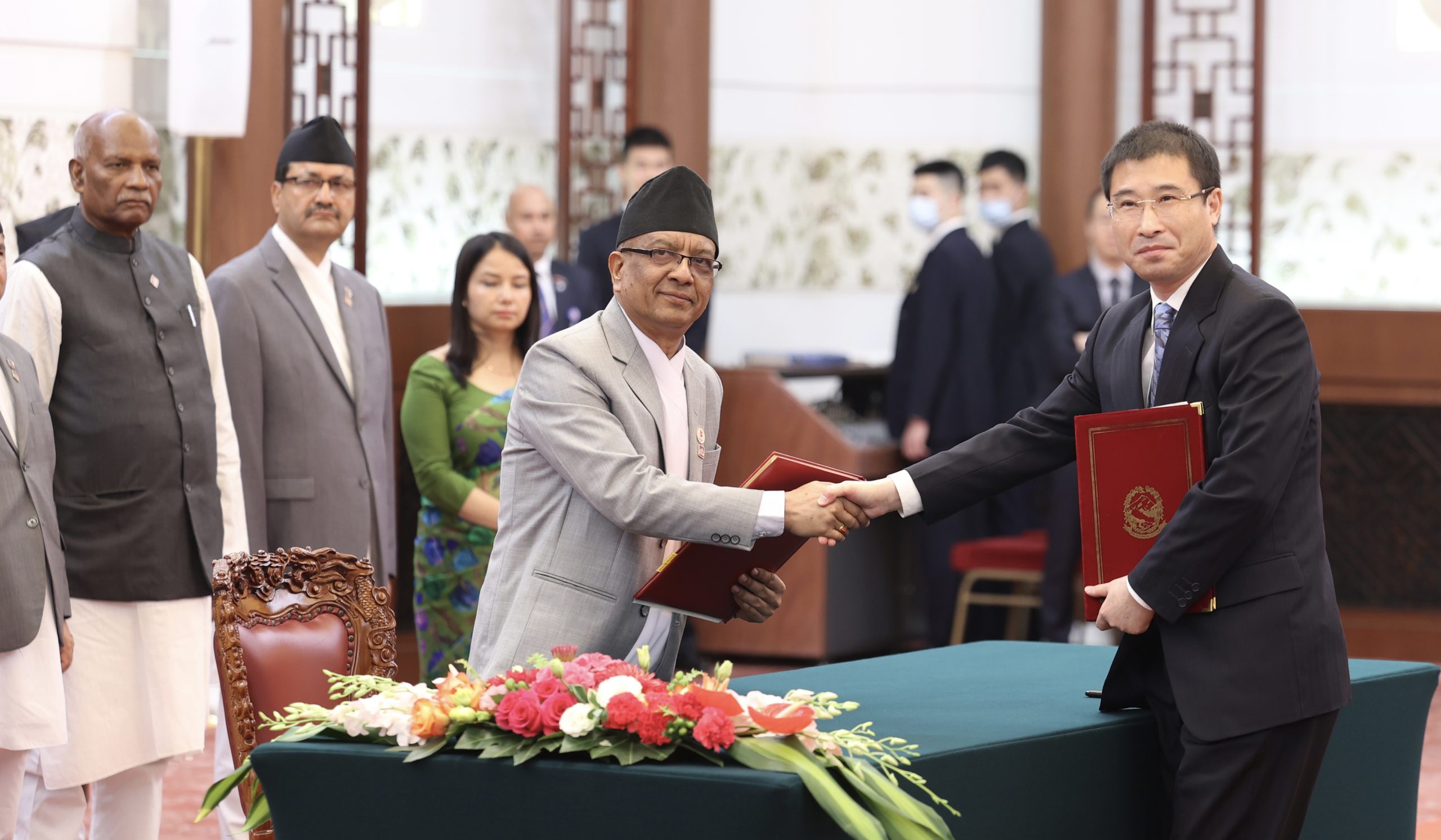 China: Education Secretary Suresh Adhikari and Chinese official sign the agreement on education-related MoU at Beijing, (Photo: PMO)