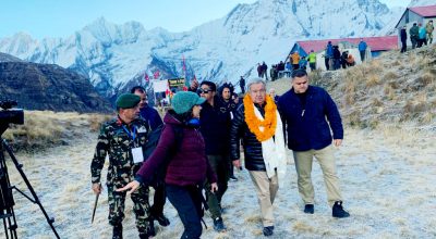 UN General Secretary Antonio Guterres in Annapurna Base Camp, 2023.