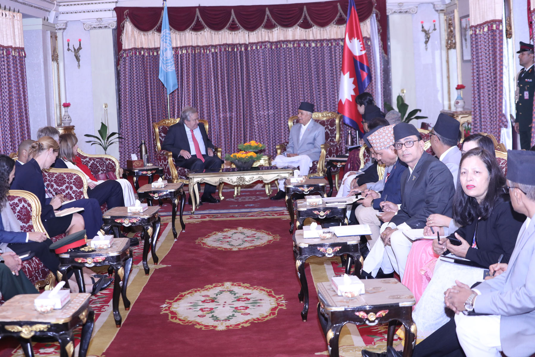 UN Secretary-General Antonio Guterres meet with President Ram Chandra Paudel