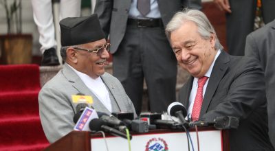 Prime Minister Pushpa Kamal Dahal Prachanda and UN Secretary-General Antonio Guterres