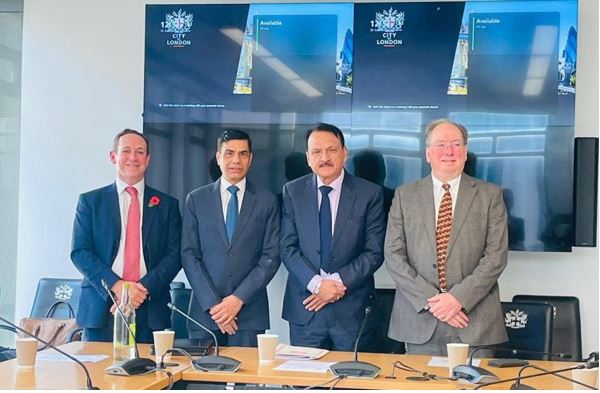 Finance Minister Dr Prakash Sharan Mahat with UK Treasury Secretary in London, 2023.